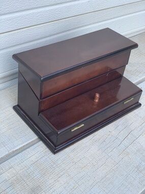 The Bombay Company Mahogany Wood Jewelry Box with Two Compartments 2 Lids 1991